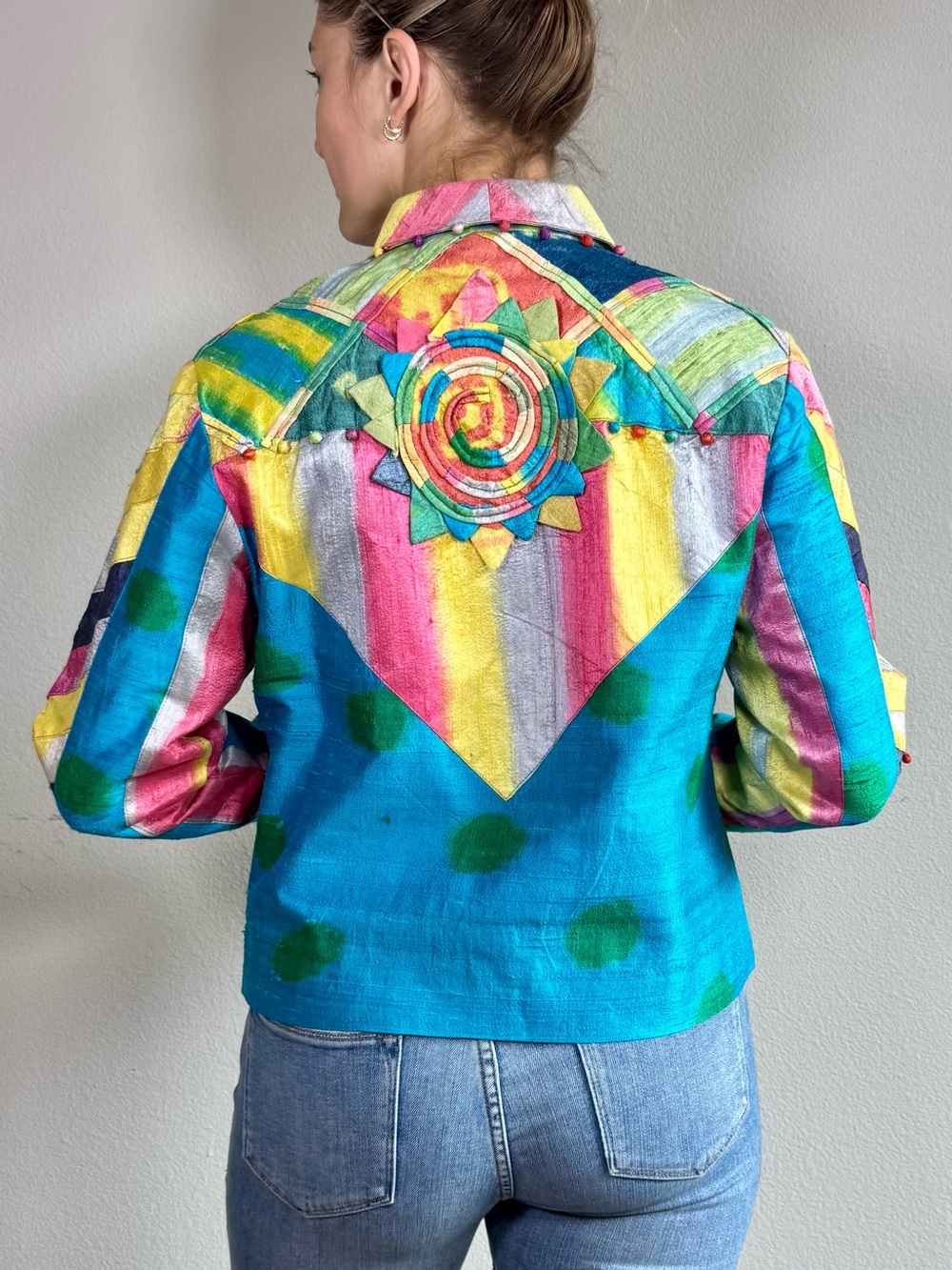 SANDY STARKMAN Vibrant Multicolor Patchwork Jacket